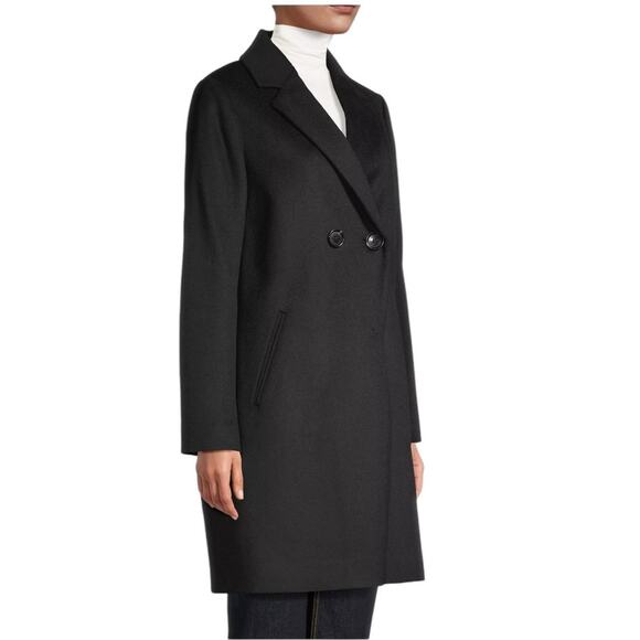 Sam Edelman Womens Black Wool Blend Double Breasted Cutaway Coat Size Small NEW - Picture 6 of 10